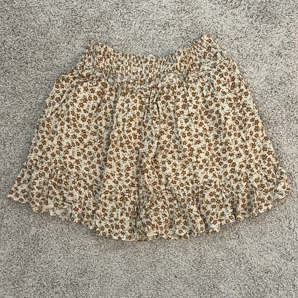 Dress Forum tan floral print mini skirt Sz M
